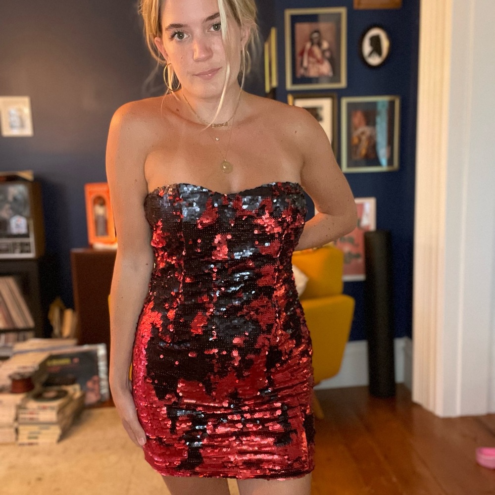 Embellished Sequin Red Dress